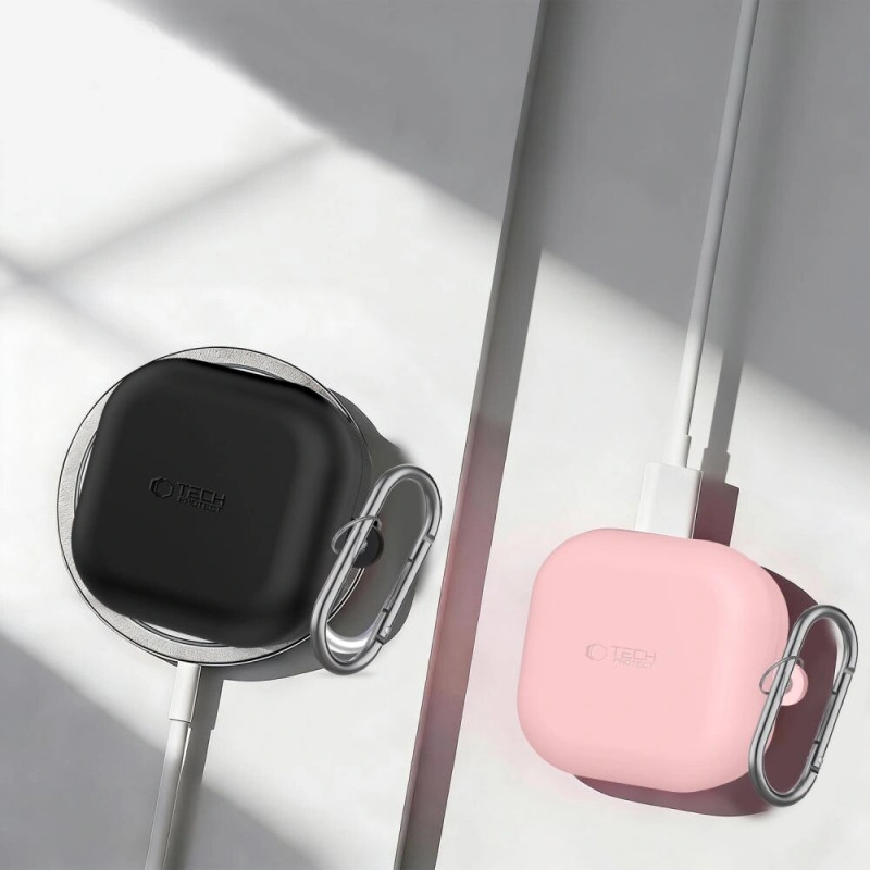 Tech-Protect Silikon-Hook-Hülle für Samsung Galaxy Buds 4 / 4 Pro, Schwarz