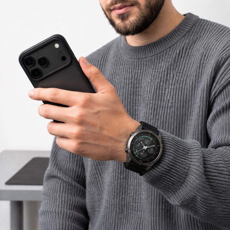 Tech-Protect NylonLoop THP6104 Armband für Garmin Fenix 5X / 5X Plus / 6X / 6X Pro / 7X / 8 / 8 Pro / 9 / 9 Pro (51 mm), schwarz