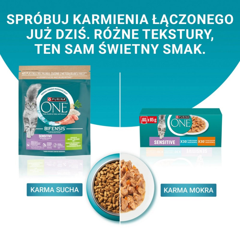 Purina ONE Sensitive Katzenfutter, Huhn & Karotte, 60 x 85 g