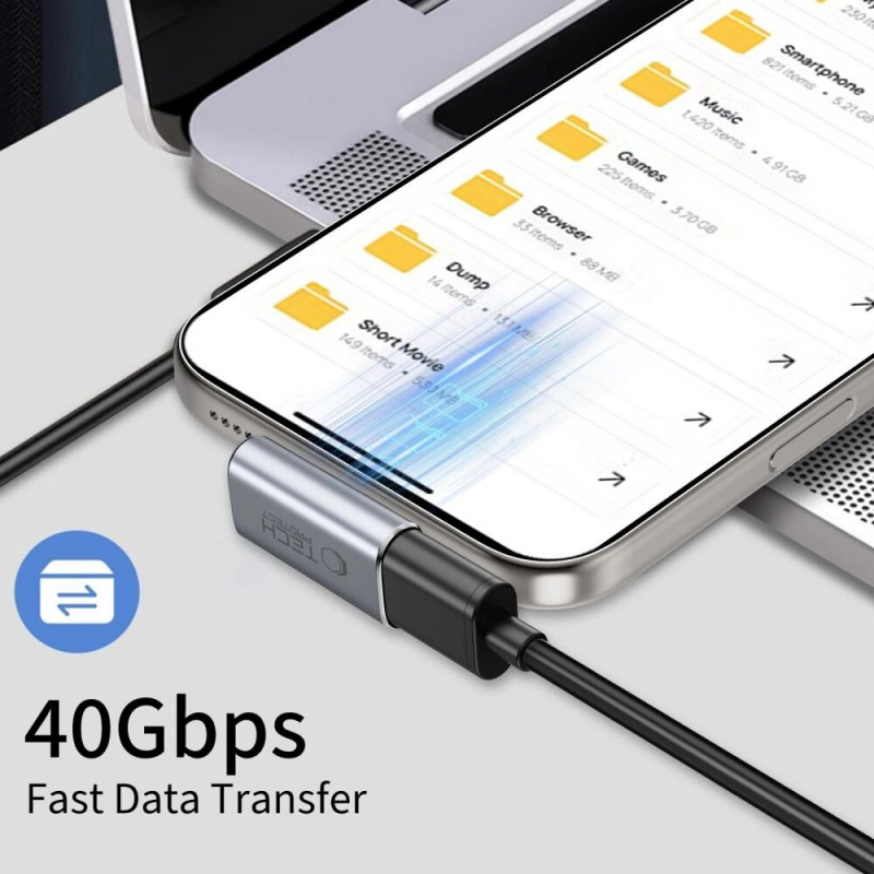 Tech-Protect UltraBoost AA03 USB-C Winkeladapter, Grau