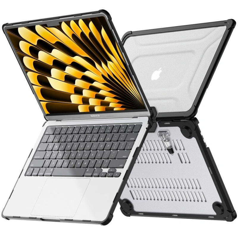 Tech-Protect SmartShell Pro Hülle für Apple MacBook Air 13" (M2/M3/M4/M5) 2023-2025, Schwarz/Transparent
