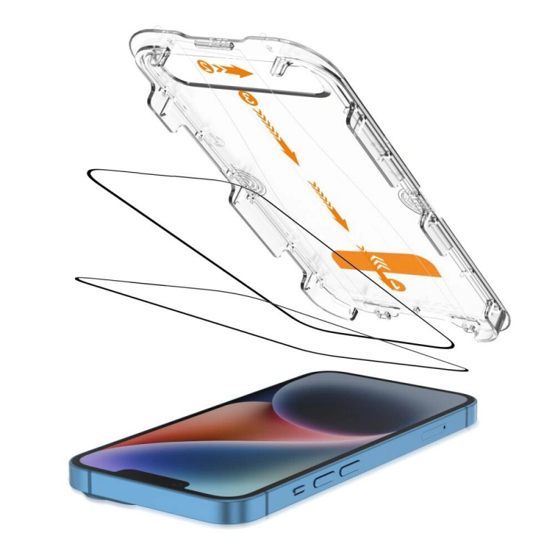 Tech-Protect Quick Set+ Displayschutz aus gehärtetem Glas für Apple iPhone 13 / 13 Pro / 14 / 16e, Schwarz (2 Stk.)