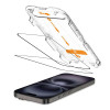 Tech-Protect Quick Set+ Displayschutz aus gehärtetem Glas für Apple iPhone 15 / 16, schwarz (2 Stück)