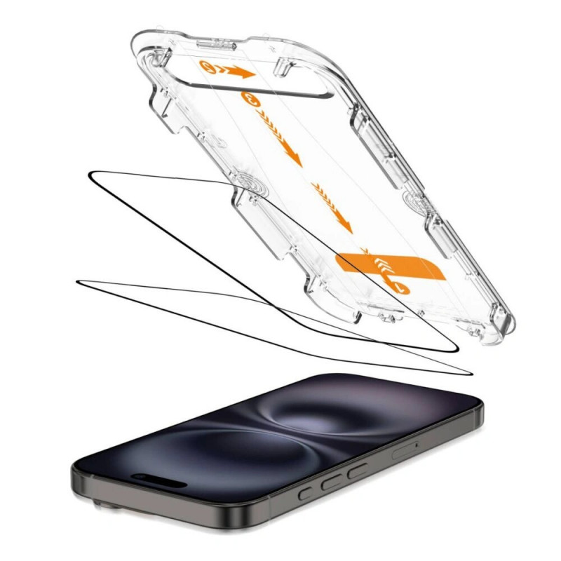 Tech-Protect Quick Set+ Displayschutz aus gehärtetem Glas für Apple iPhone 15 / 16, schwarz (2 Stück)