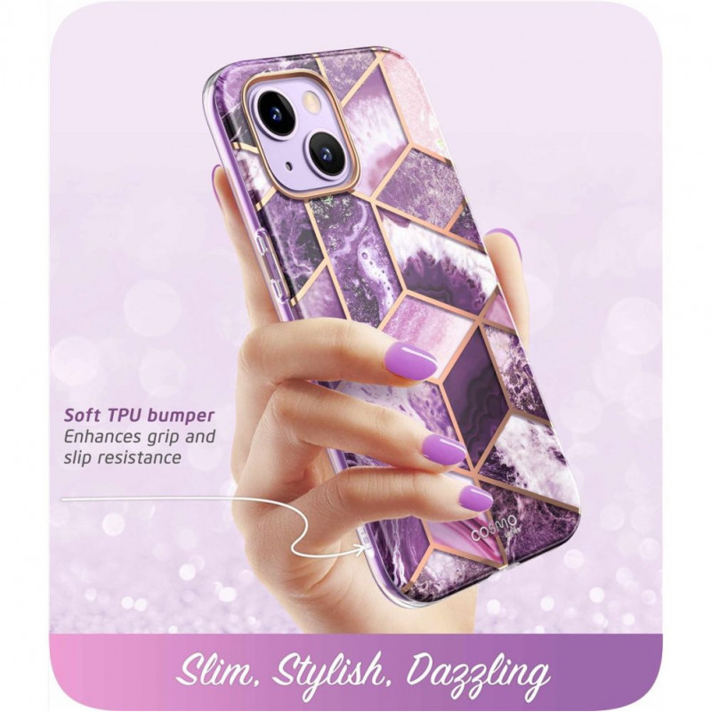 Supcase Cosmo Hülle für Apple iPhone 14 Plus / 15 Plus, Marble Purple