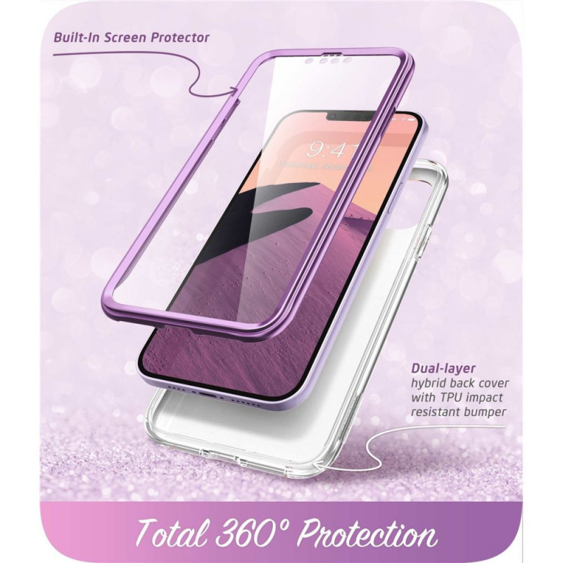Supcase Cosmo Hülle für Apple iPhone 14 Plus / 15 Plus, Marble Purple