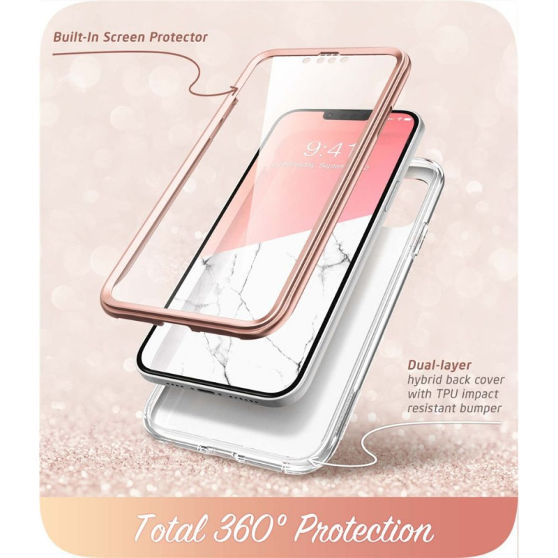 Supcase Cosmo Hülle für Apple iPhone 14 Plus / 15 Plus, Pink Marble