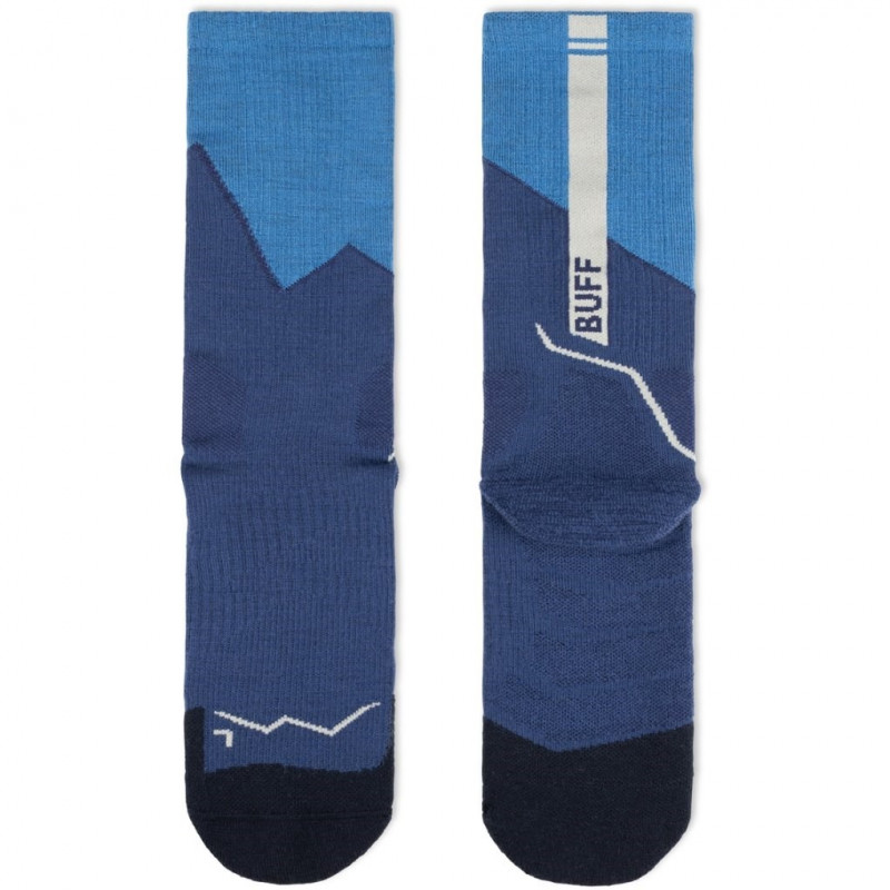 Buff Merino MW Crew Socken MWC1, Blau, L