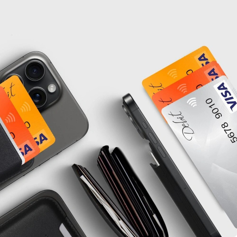 Tech-Protect MagWallet MagSafe Universelle Magnetische Karten- oder Dokumentenhülle, Schwarz