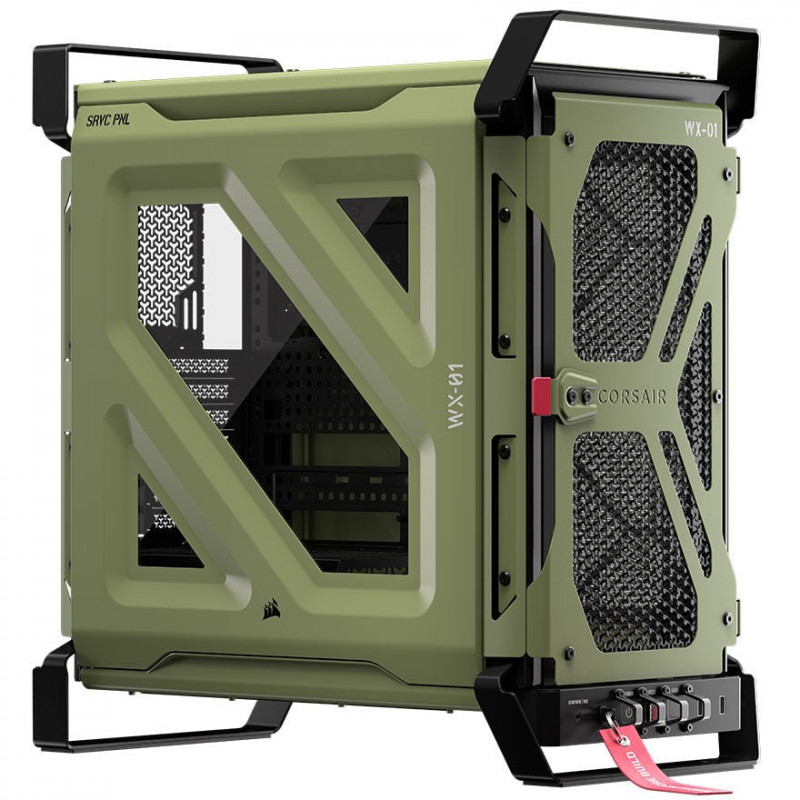 Corsair WARTHOG Performance Mid-Tower Gehäuse CC-9011350-WW, E-ATX, Seitenwand aus gehärtetem Glas, Grün
