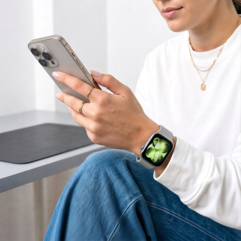 Tech-Protect Silikonarmband für Apple Watch 8 / 9 / 10 / 11 / 12 / SE / Ultra 44/45/46/49 mm, Lunar Grey