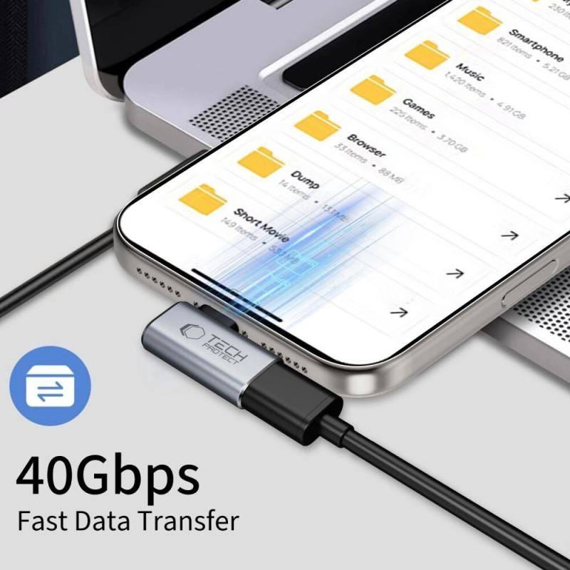 Tech-Protect UltraBoost AA01 gewinkelter Adapter USB-C, Grau