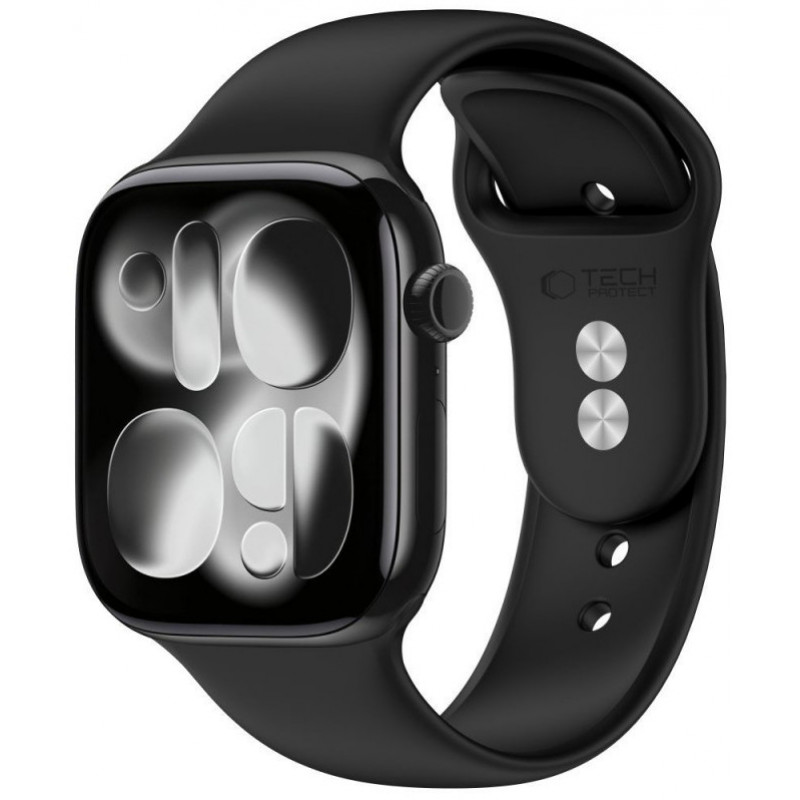 Tech-Protect Silikonarmband für Apple Watch 8 / 9 / 10 / 11 / 12 / SE / Ultra 44/45/46/49 mm, Schwarz