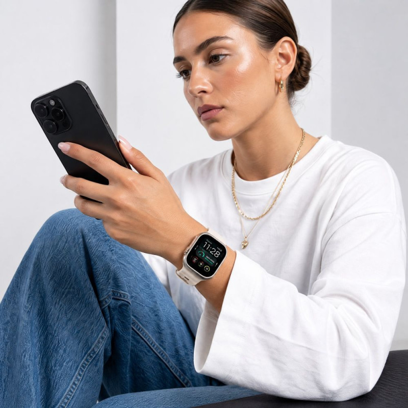 Tech-Protect Silicone Line Apple Watch 8 / 9 / 10 / 11 / 12 / SE / Ultra 44/45/46/49 mm Armband, Stone