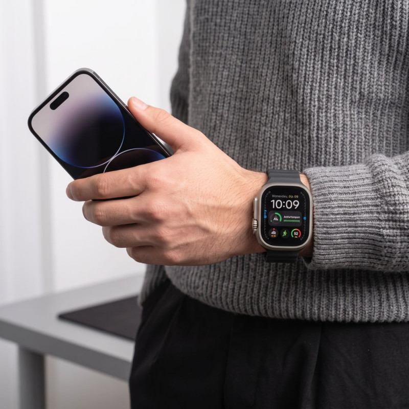 Tech-Protect Silicone Line Apple Watch 8 / 9 / 10 / 11 / 12 / SE / Ultra 44/45/46/49 mm Armband, Schwarz