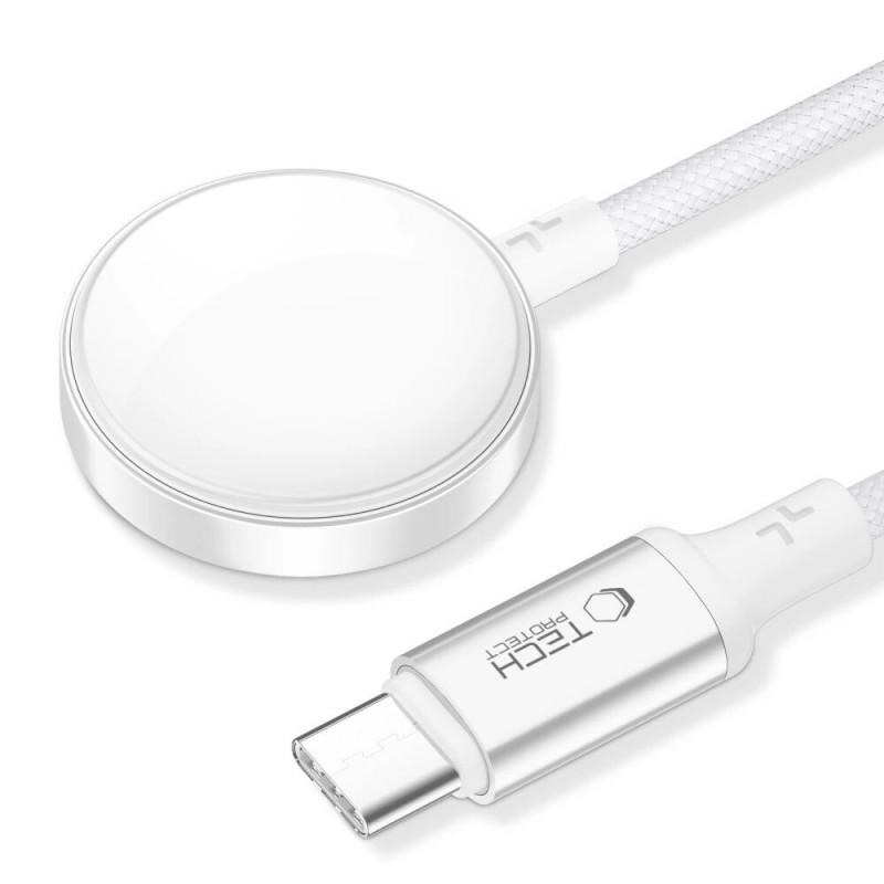 Tech-Protect MC02 UltraBoost Magnetisches Ladekabel USB-C 100 cm für Apple Watch, Weiß