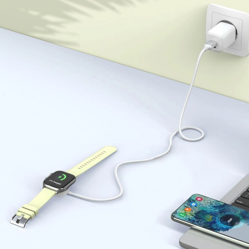 Tech-Protect MC02 UltraBoost Magnetisches Ladegerät USB-A Kabel 100 cm für Apple Watch, Weiß