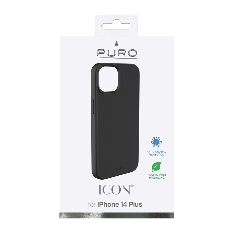 Puro ICON Antimicrobial Cover für Apple iPhone 14 Plus / 15 Plus, Schwarz