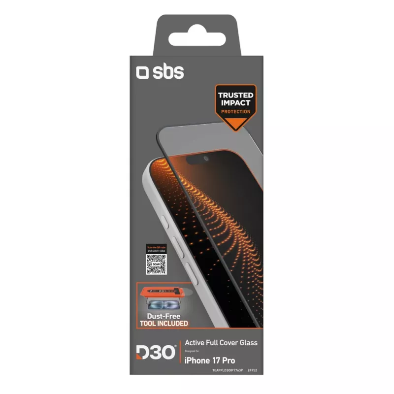 SBS D3O Panzerglas mit Applikator für iPhone 17 Pro (1 Stk.)