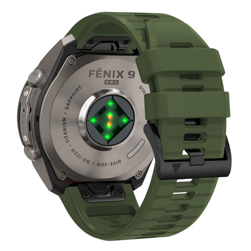 Tech-Protect Silikon-Uhrenarmband für Garmin Fenix 5 / 6 / 6 Pro / 7 / 8 / 8 Pro / E / 9 / 9 Pro 47 mm, Military Green