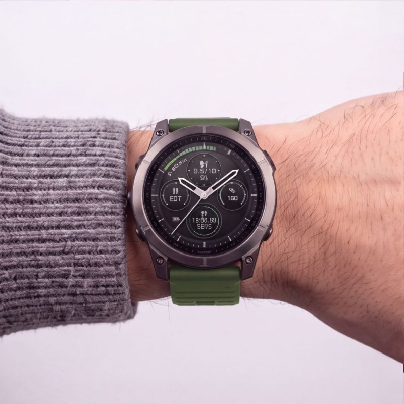 Tech-Protect Silikon-Uhrenarmband für Garmin Fenix 5 / 6 / 6 Pro / 7 / 8 / 8 Pro / E / 9 / 9 Pro 51 mm, Military Green