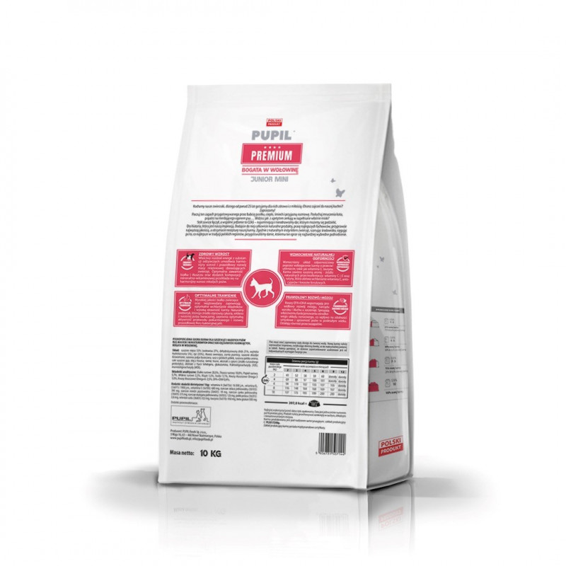 PUPIL Premium Junior Mini Rich in Beef Trockenfutter für Hunde, 10 kg