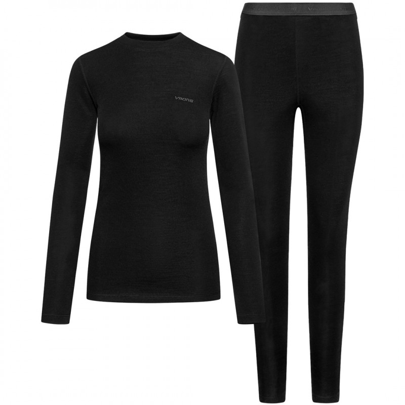 Viking Meriboo Lady Set Merino Damen-Baselayer-Set, schwarz, M