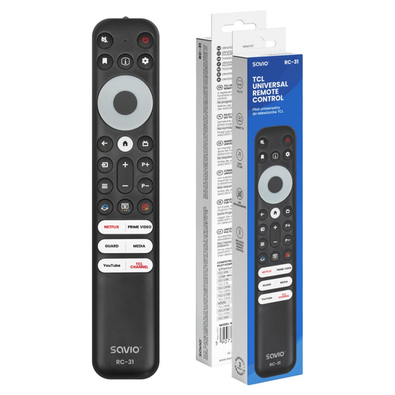 Savio RC-31 Universal-/Ersatzfernbedienung für TCL TV – SMART TV