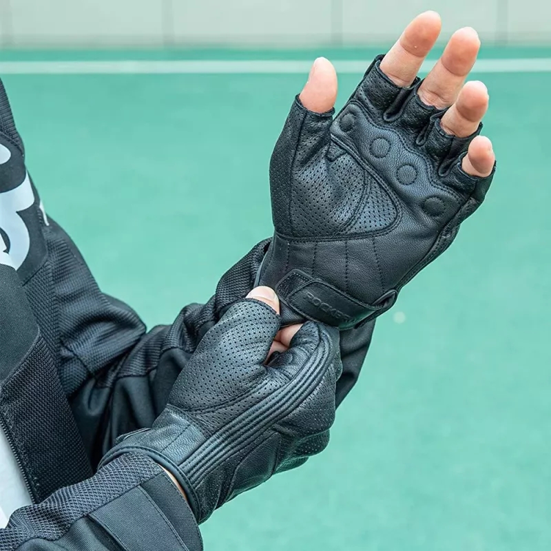 Rockbros 16220006003 Motorradhandschuhe aus Kunstleder, Größe L, schwarz