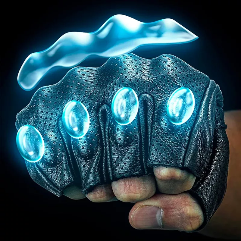 Rockbros 16220006003 Motorradhandschuhe aus Kunstleder, Größe L, schwarz