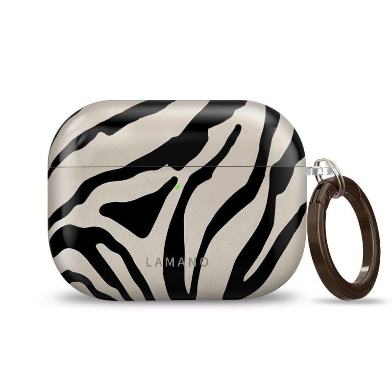 Tech-Protect Lamano Hülle für Apple AirPods Pro 3 mit Karabiner, Nature Muse (Schwarz und Beige)