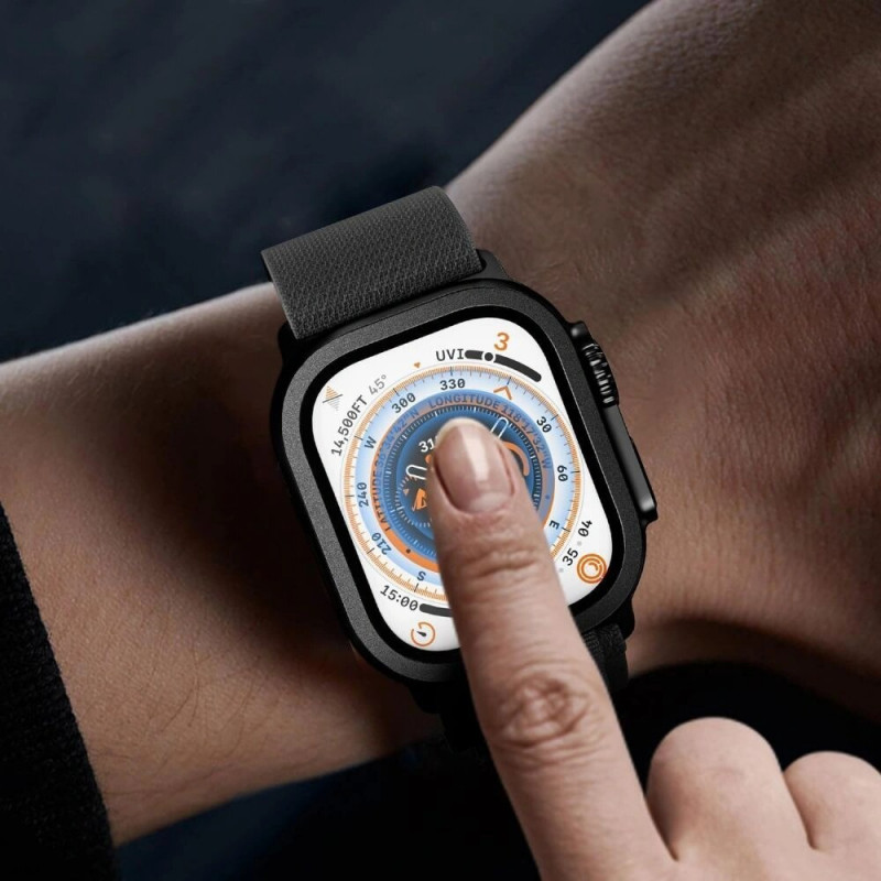 Tech-Protect Glass Ring gehärtetes Glas für Apple Watch Ultra 49 mm, Silber und Schwarz (2 Stk.)