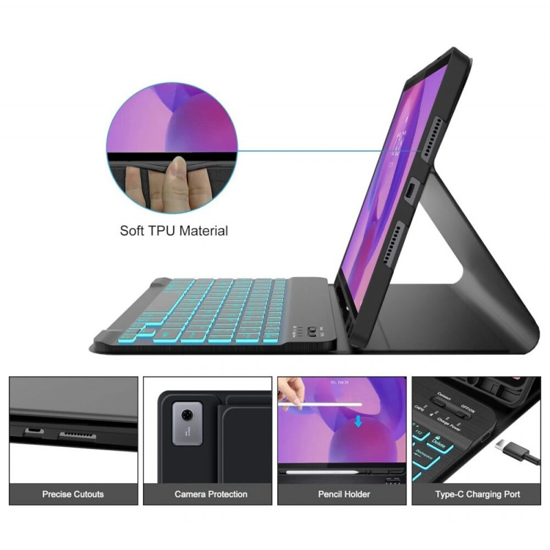 Tech-Protect SmartCase Pen + Keyboard für Lenovo Idea Tab Plus 12.1 (TB-361), Schwarz
