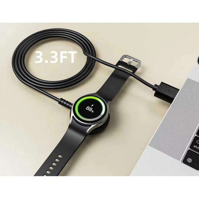 Tech-Protect MC03 UltraBoost Magnetisches Ladekabel USB-A 100 cm für Samsung Galaxy Watch, Schwarz