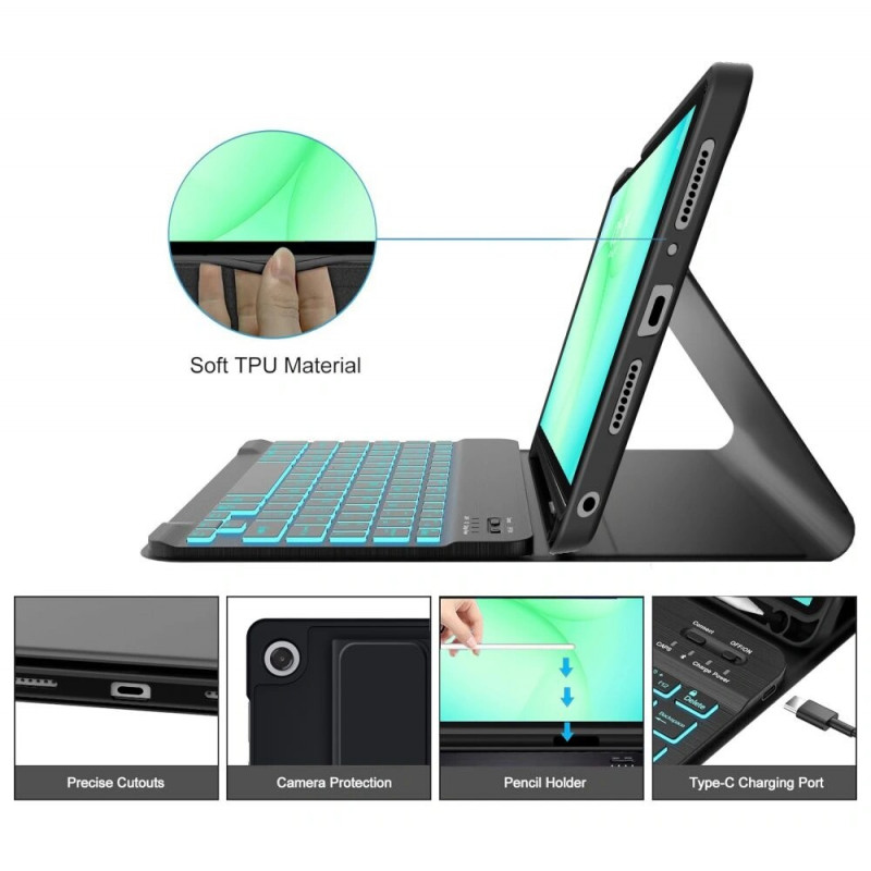 Tech-Protect SmartCase Pen + Tastatur für Samsung Galaxy Tab A9+ / A11+ 11.0 (X210 / X215 / X216 / X230 / X235 / X236), Schwarz