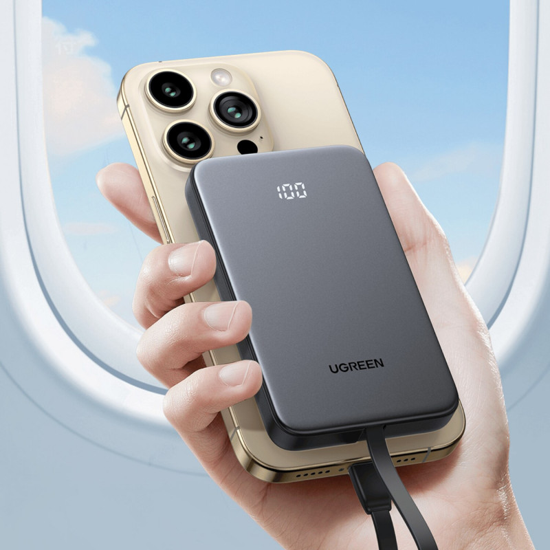 UGREEN PB526 10000mAh 20W Powerbank mit integriertem USB-C-Kabel