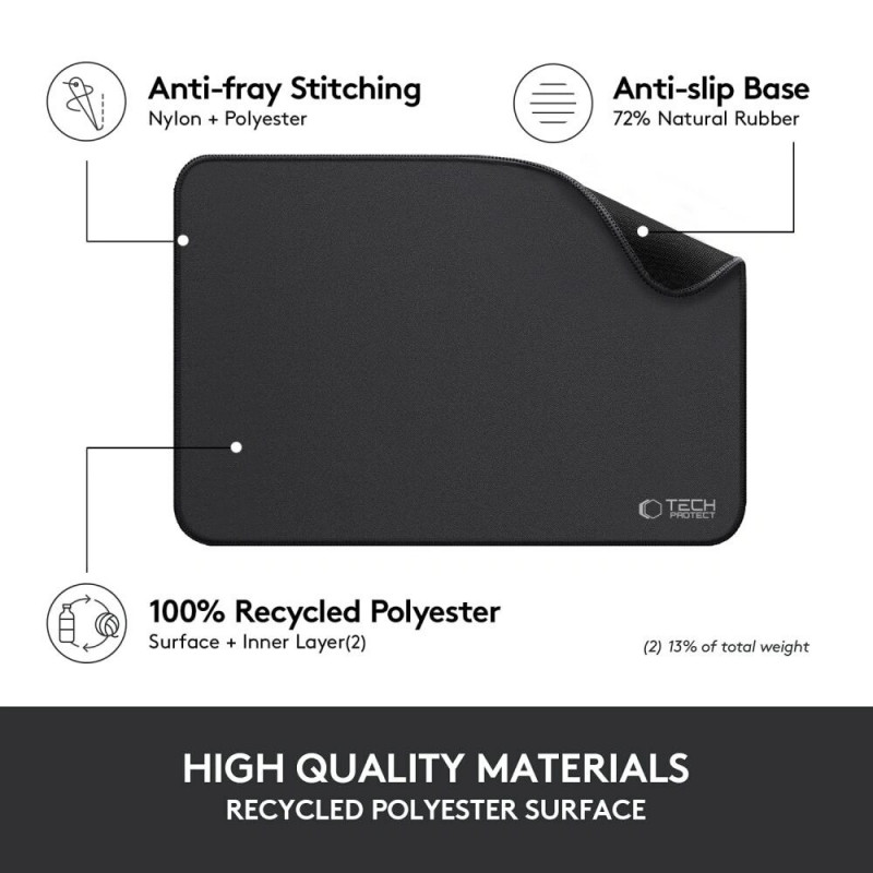 Tech-Protect A100 Mauspad 35x25 cm, Schwarz