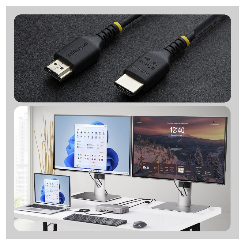 StarTech.com HDMI21-CBL-SLIM-1M Ultra High Speed HDMI 2.1 Kabel, 1 m, Schwarz