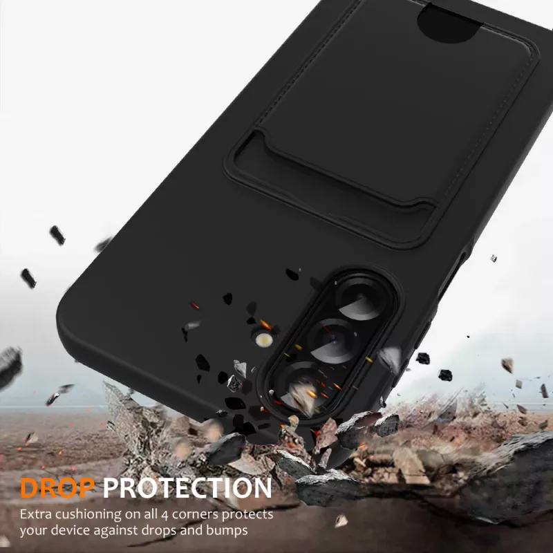 Hurtel Samsung Galaxy A37 5G TPU-Hülle mit Kartenhalter und Umhängeband, schwarz