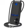 Marka Niezdefiniowana iPhone 17 TPU-Hülle mit Kartenfach und Crossbody-Lanyard, schwarz