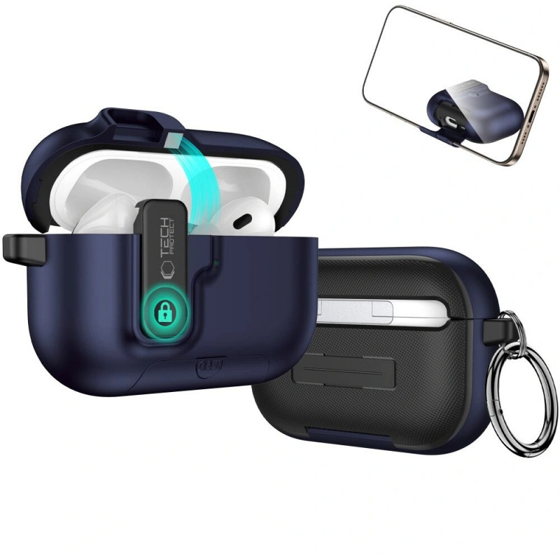 Tech-Protect Slim Hook Hülle für Apple AirPods Pro 3, Navy Blue