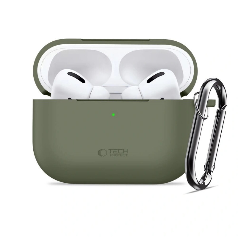 Tech-Protect Silicone Hook Hülle für Apple AirPods Pro 3, Olive Green
