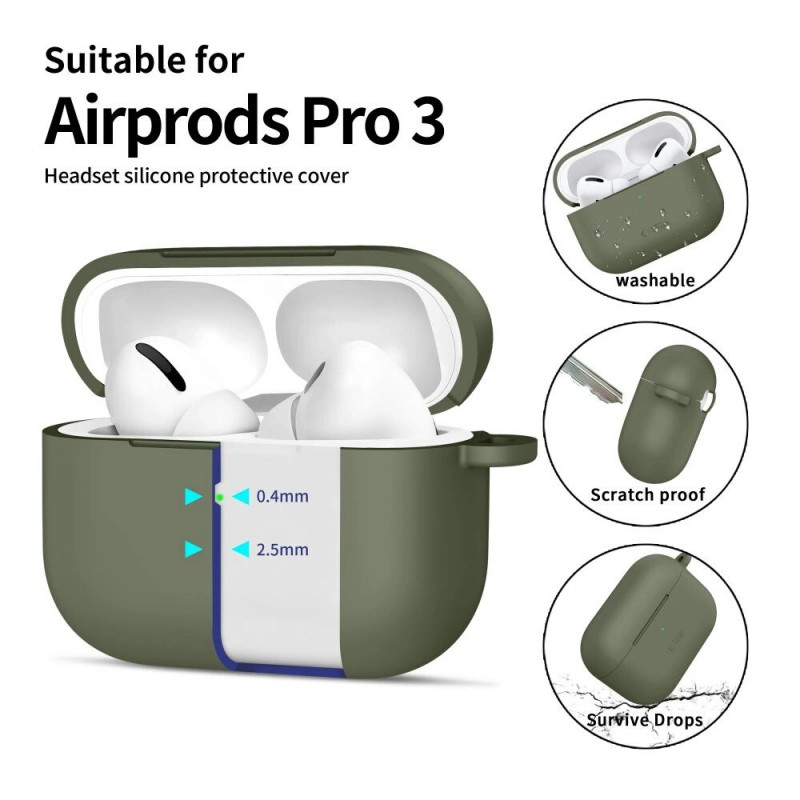 Tech-Protect Silicone Hook Hülle für Apple AirPods Pro 3, Olive Green
