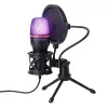 Wozinsky WM-W111 Kabelgebundenes Studio-Gaming-Mikrofon mit Ständer und RGB-Hintergrundbeleuchtung, Schwarz
