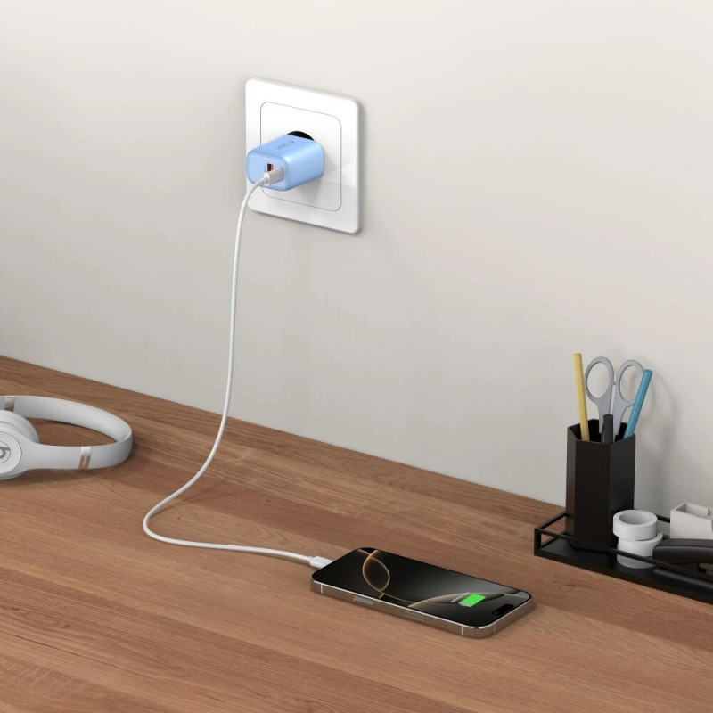 Tech-Protect NCA20 USB-A, USB-C Netzteil PD 20W / QC3.0 Baby Blue