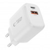 Tech-Protect NCA20 USB-A / USB-C Wandladegerät PD 20W / QC3.0 mit USB-C / USB-C Kabel 100 cm, Weiß