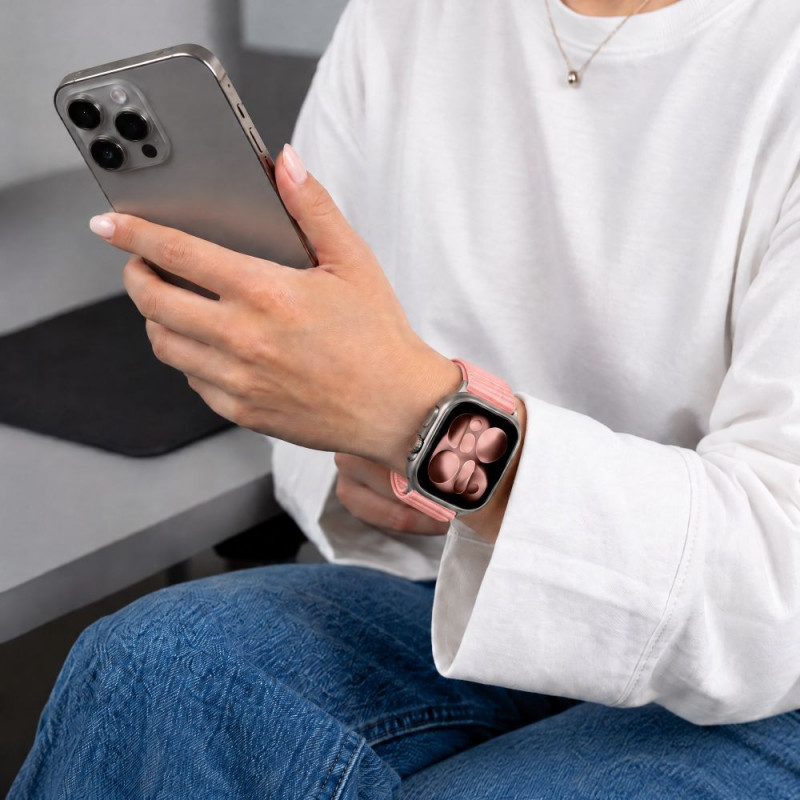 Tech-Protect NylonLoop Armband für Apple Watch 8 / 9 / 10 / 11 / 12 / SE (40 / 41 / 42 mm), Blush Pink
