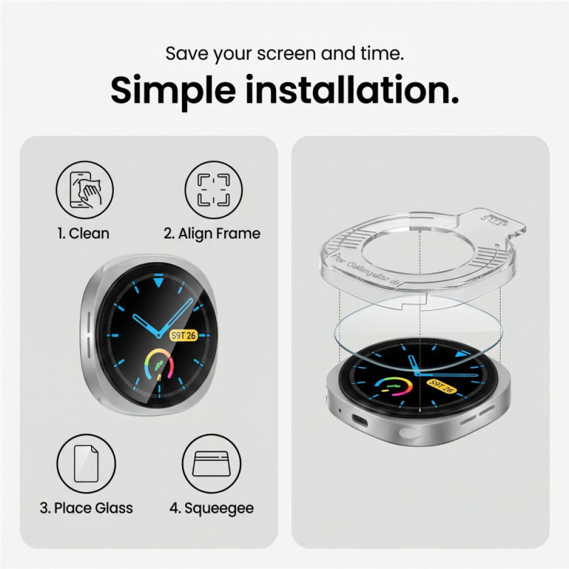 Tech-Protect Easy Set+ Panzerglas für Samsung Galaxy Watch 8 / 9 40 mm, Clear (2 Stk.)