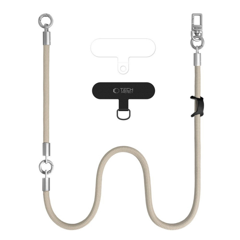 Tech-Protect C10S Rope Umhänge- und Handgelenkband-Set, Desert Beige/Titanium