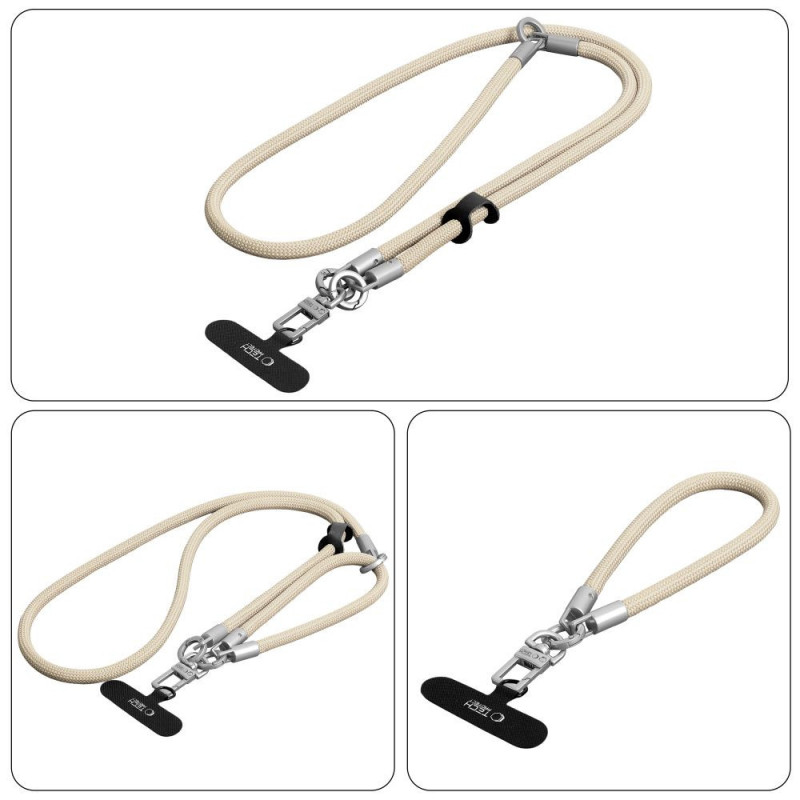 Tech-Protect C10S Rope Umhänge- und Handgelenkband-Set, Desert Beige/Titanium